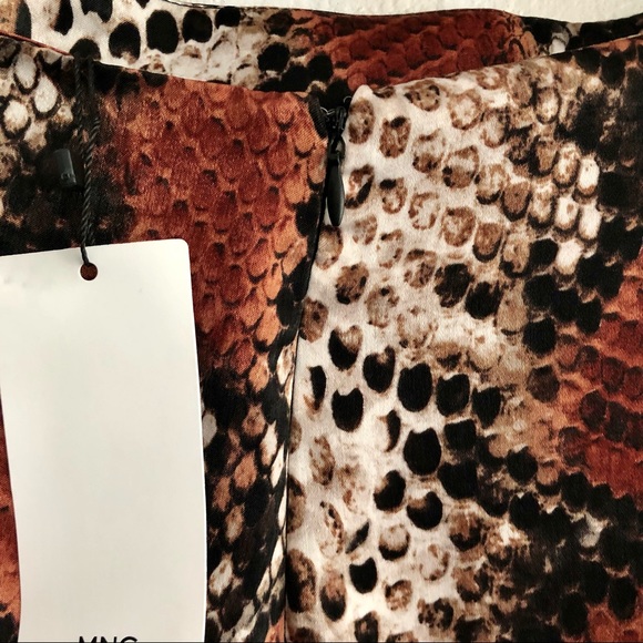 [NWT] MNG Animal Print Midi Skirt w Ruched Waist & Side Slit Size S - Picture 10 of 15